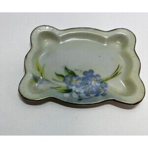 VTG hand-painted purple floral jewelry trinket tray Nippon hand signed porcelain